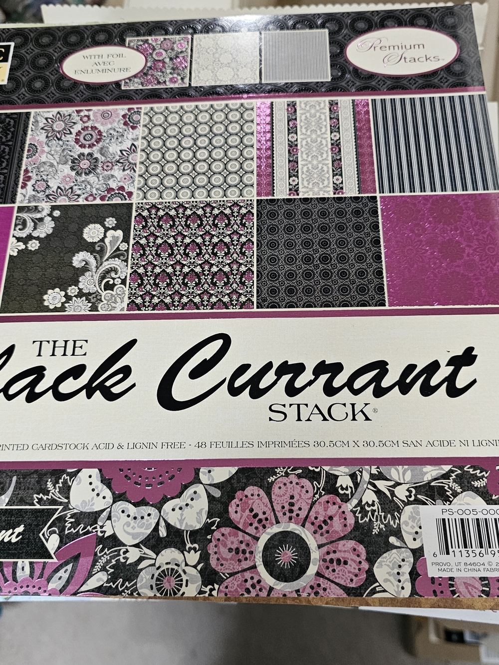 DCWV Vintage Black CURRANT Decorative Paper Pad - 12x12, 48 FOILED Sheets, NEW